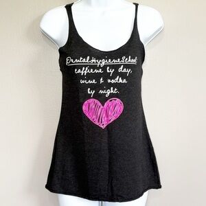 Dental Hygiene Nation Loose Fit Tank Top Charcoal Gray Womens Small